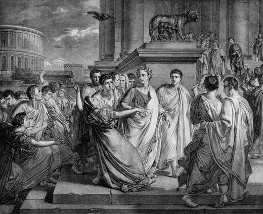 520x424 Death Julius Caesar By Abel De Pujol Roman Dictator Assassination - Death Of Julius Caesar Painting