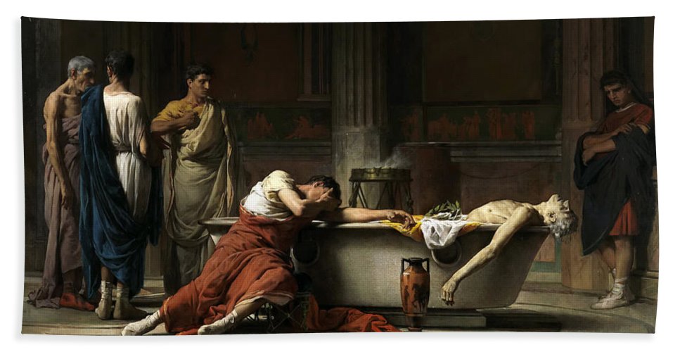 967x500 The Death Of Seneca Beach Sheet For Sale By Manuel Dominguez Sanchez - Death Of Manuel Painting