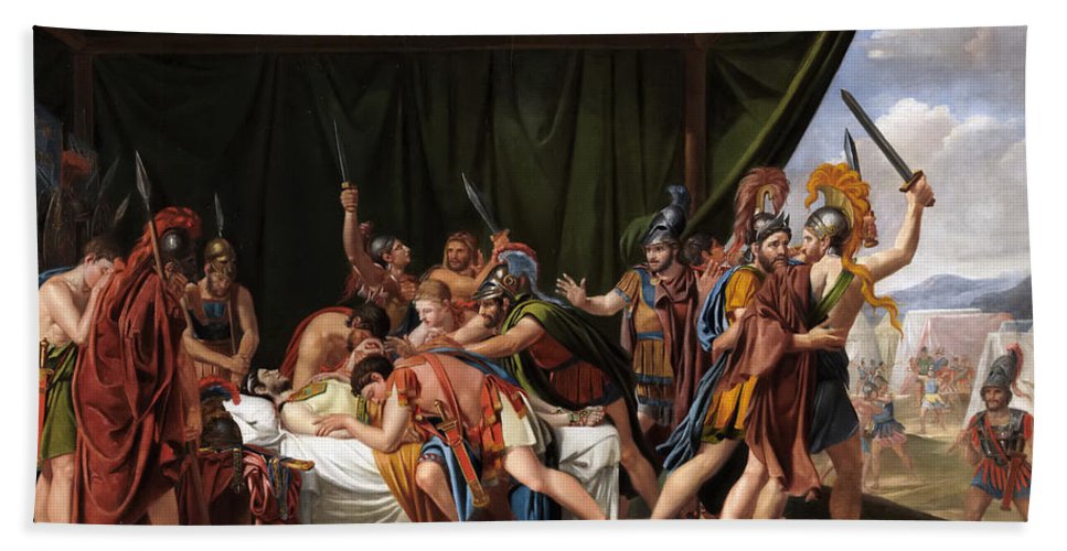 967x500 The Death Of Viriatus King Of The Lusitani Beach Towel For Sale By - Death Of Viriatus Painting