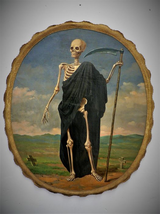525x700 Painting The Death, Man With The Scythe, Oil On Canvas - Death Painting