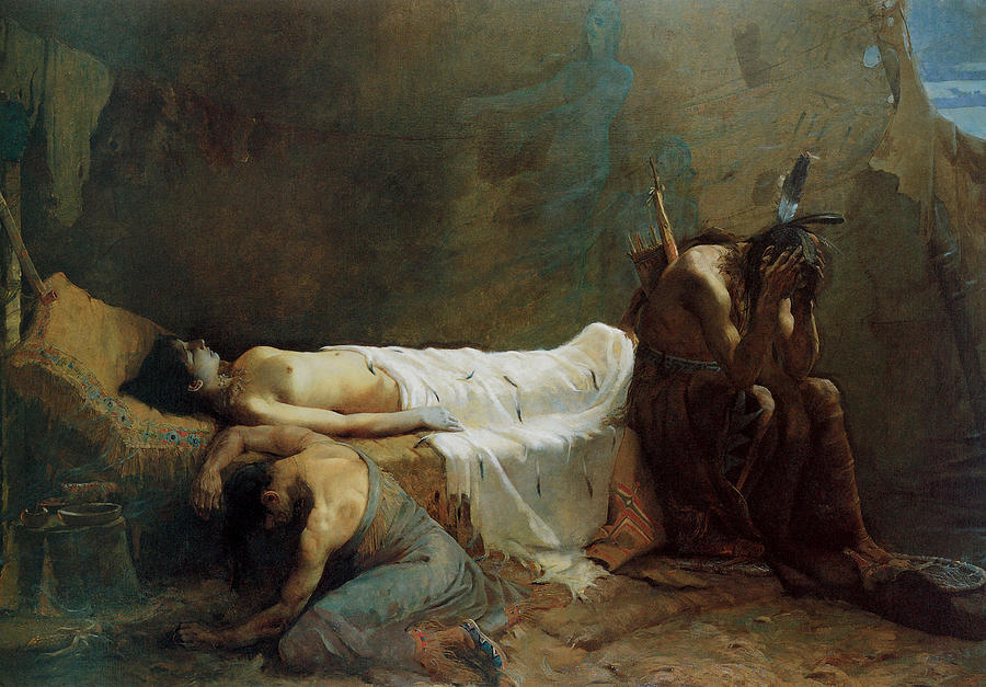 900x627 The Death Of Minnehaha Painting By William De Leftwich Dodge - Death Painting