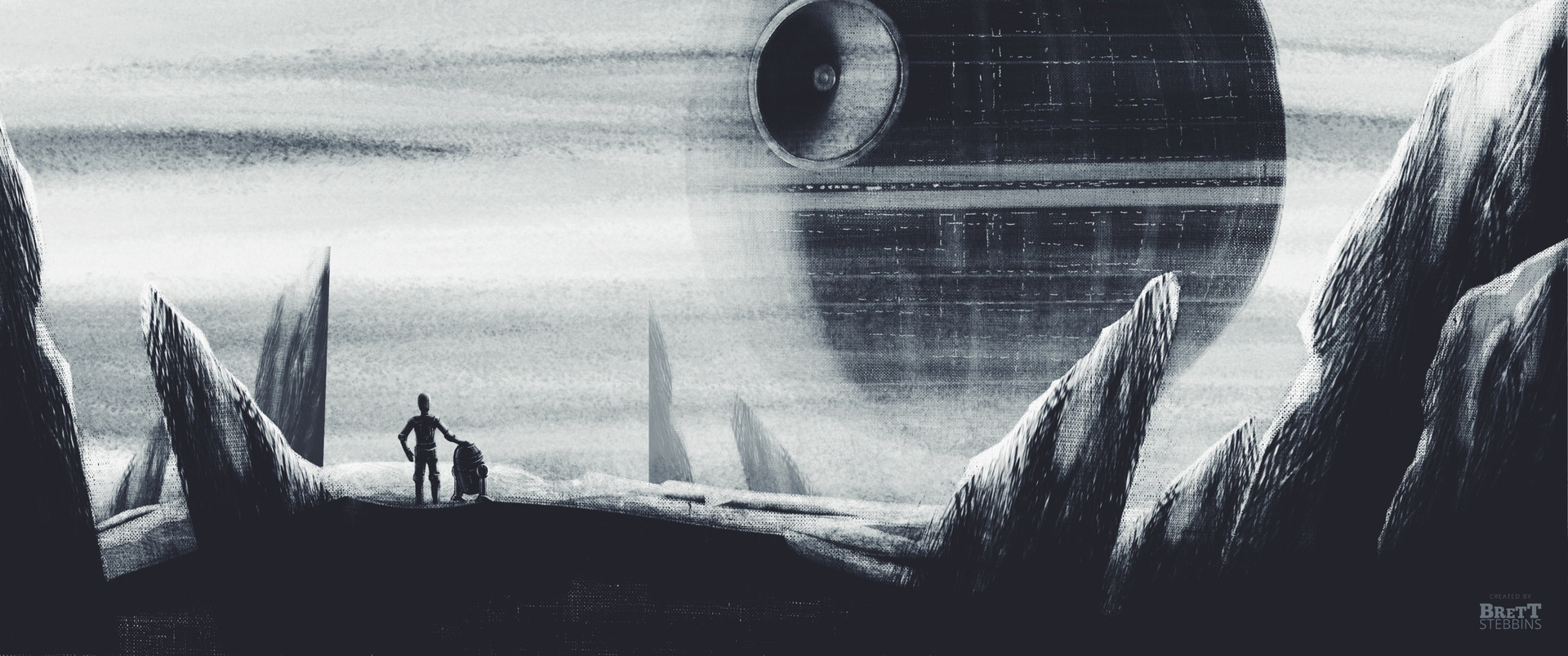 1920x803 Hire An Illustrator Brett Stebbins - Death Star Painting