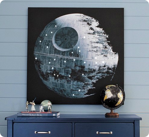 494x453 Pottery Barn Star Wars Art Knockoff 320 Sycamore - Death Star Painting