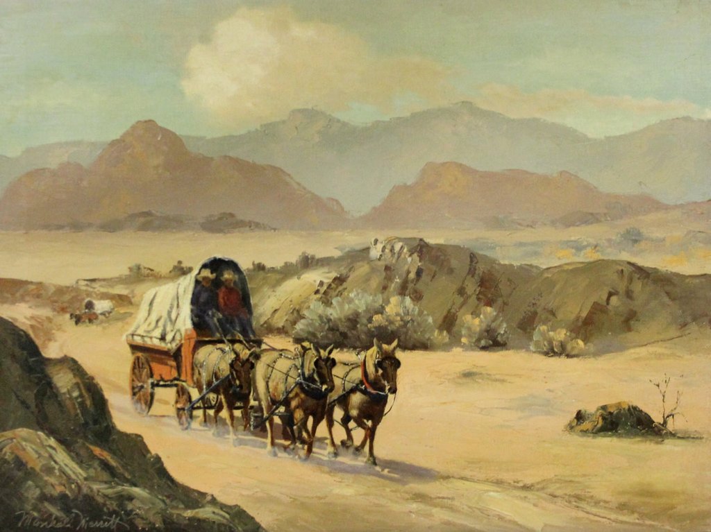 1024x767 Marshall Merritt Western Artist, Death Valley Trek, Ca 1980'S, Oil P - Death Valley Painting