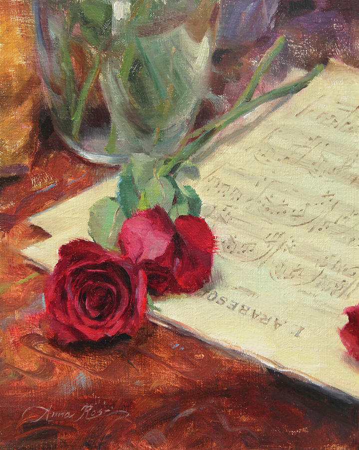 719x900 Roses And Debussy Painting By Anna Rose Bain - Debussy Painting