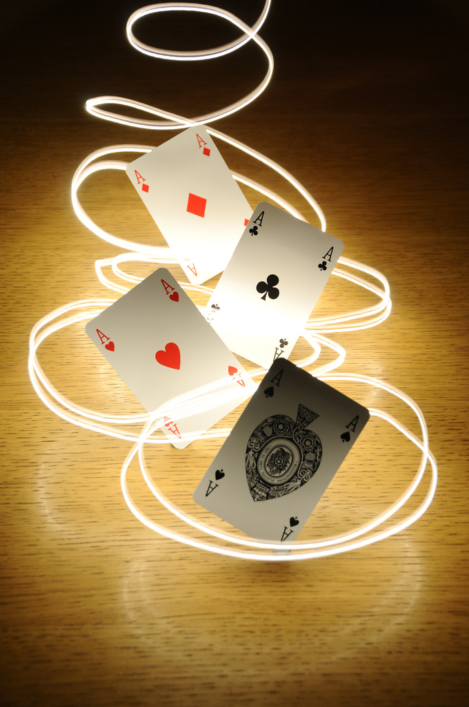 680x1024 Light Painting Playing Cards Had A Little Go - Deck Of Cards Painting