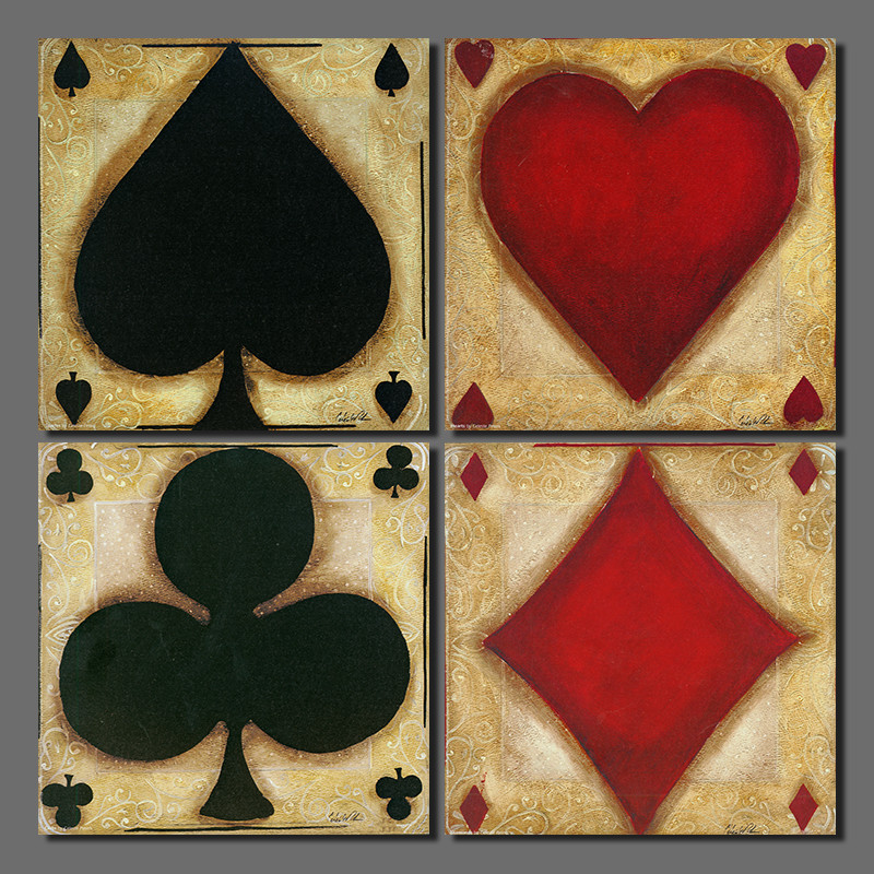 800x800 Modern Poker 4 Pcs Decoration Playing Card Spade Heart Club - Deck Of Cards Painting