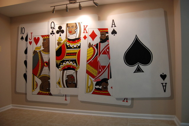 640x428 Poker Playing Cards Wall Murals Hand Painted By Tom Taylor Of Wow - Deck Of Cards Painting