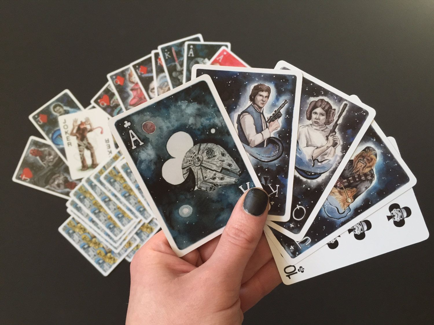 1500x1125 Star Wars Inspired Playing Cards Watercolor Paintings Fan Art - Deck Of Cards Painting