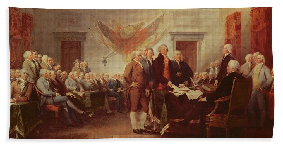 967x500 Signing The Declaration Of Independence Hand Towel For Sale By - Declaration Of Independence Painting John Trumbull