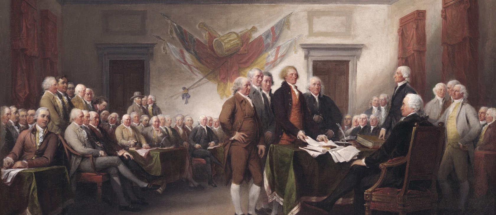 1680x730 Us To Uk Embrace - Declaration Of Independence Painting John Trumbull