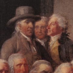 240x242 John Trumbull's Mythical Moment In American History - Declaration Of Independence Painting John Trumbull