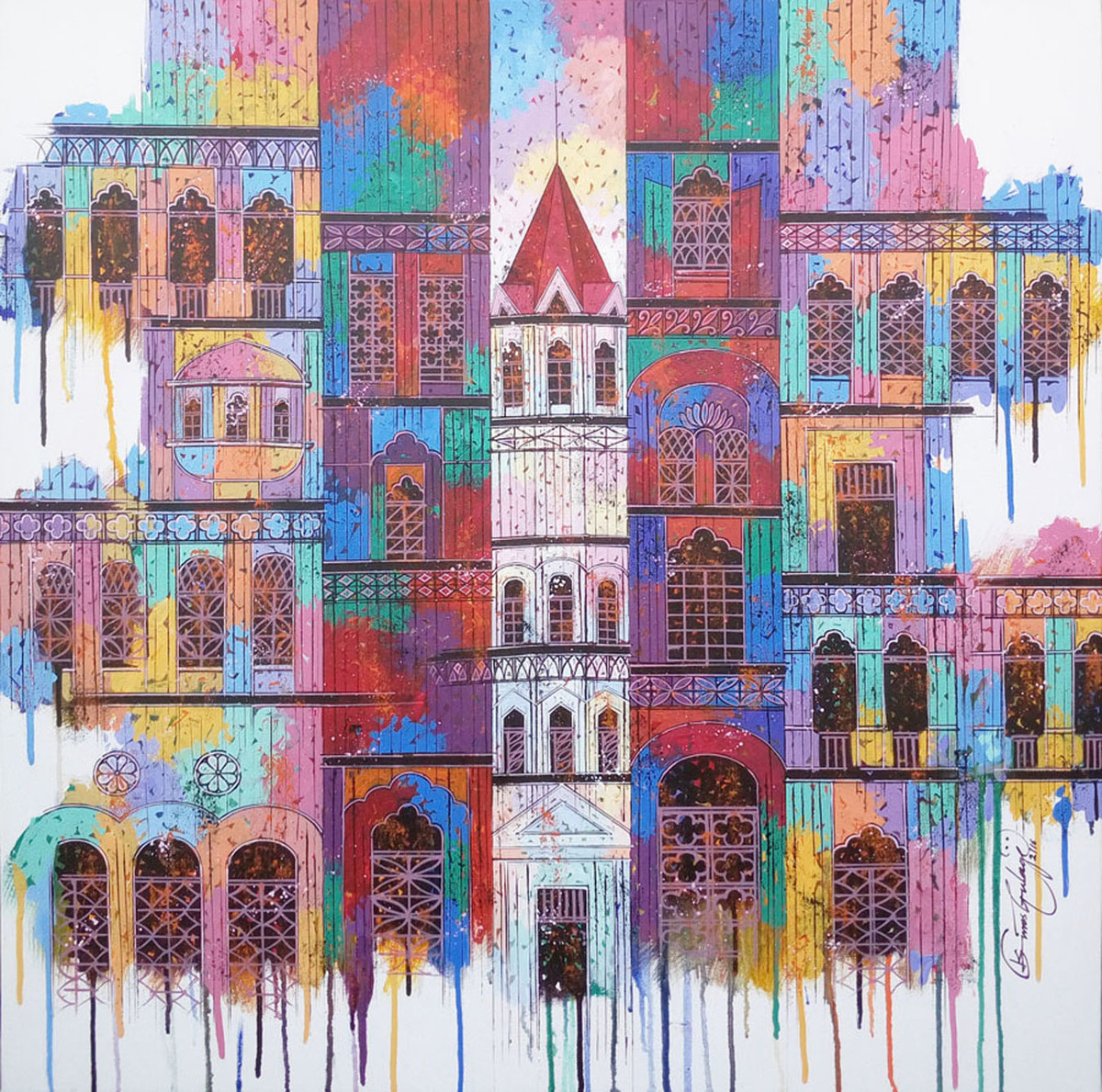 1200x1189 Reflection 778 By Artist Suresh Gulage Art Deco, Painting - Deco Painting