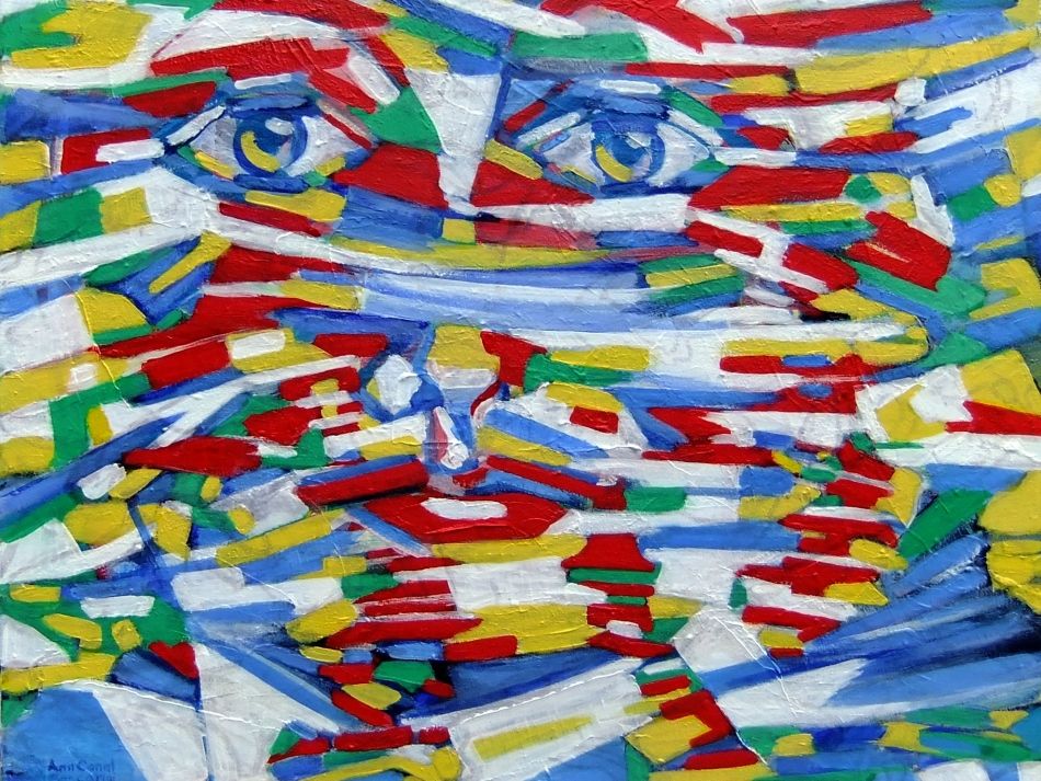 950x713 Deconstructed Pentagon Modern Abstract Painting By Canadian Artist - Deconstruction Painting