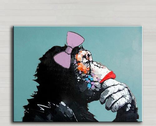 500x406 Decorative Art Handmade Monkey Oil Painting On Canvas Living Room - Decorative Art Painting