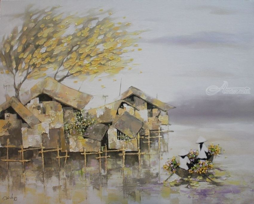 850x683 Flower Boat Decorative Arts,paintings By Ninh Nguyenvu - Decorative Art Painting