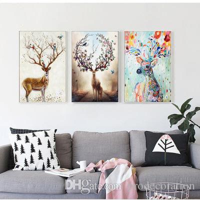 400x400 2018 Nordic Elk Decorative Painting Living Room Home Wall Hanging - Decorative Painting
