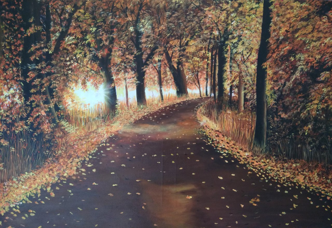 1280x879 Buy A Beautiful Path In A Deep Forest Handmade Painting By - Deep Forest Painting