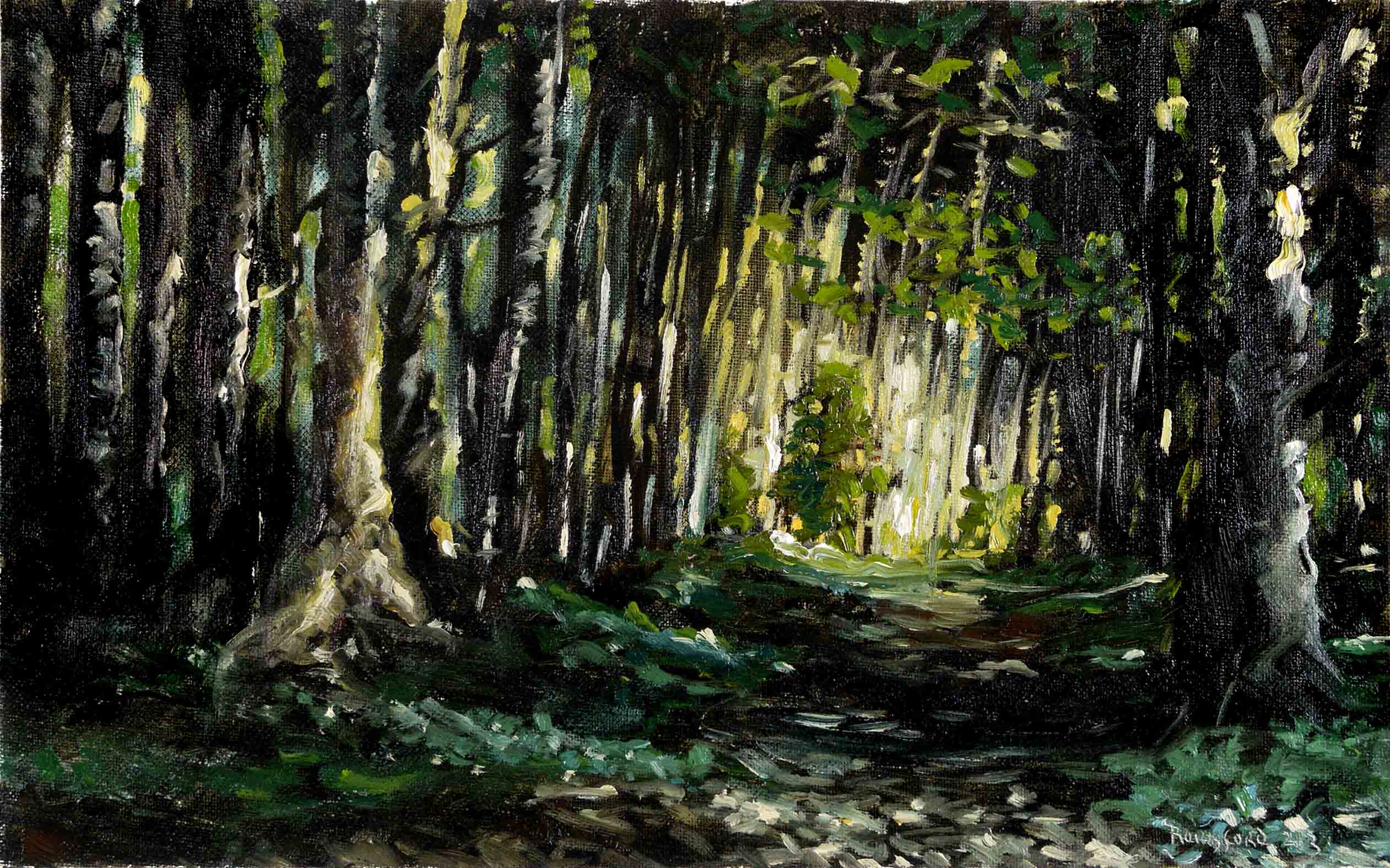 2523x1576 Woodland Deep Oil Painting Pictures - Deep Forest Painting