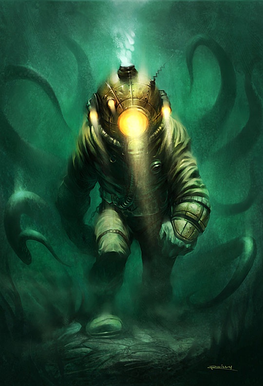 Deep Sea Diver Painting at PaintingValley.com | Explore collection of ...