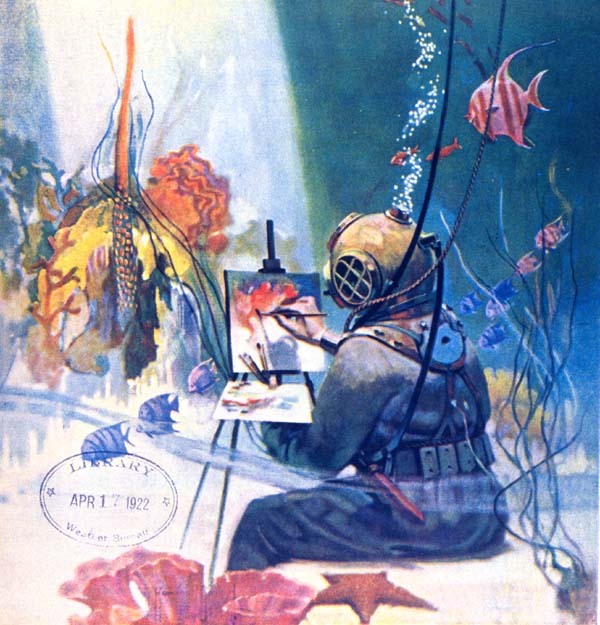 600x625 Noaa Ocean Explorer Underwater Painter - Deep Sea Diver Painting