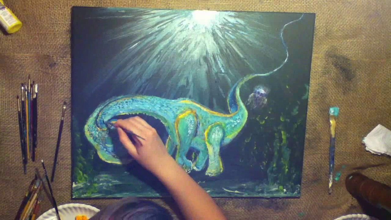 1280x720 The Deep Sea Diver Befriends A Dinosaur - Deep Sea Diver Painting
