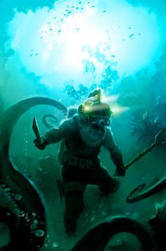 236x355 Deep Sea Diver Monster - Deep Sea Diver Painting