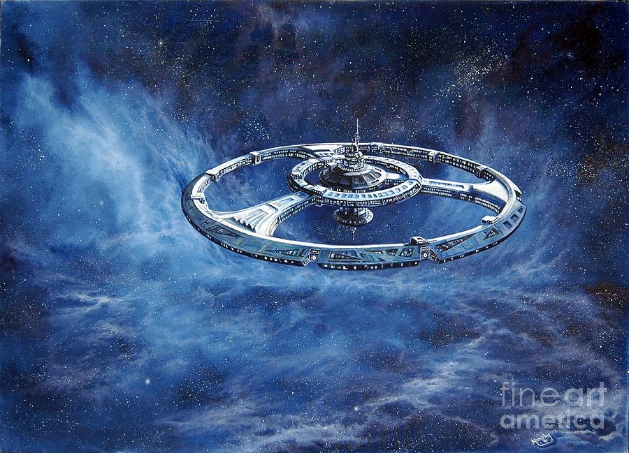 900x649 Deep Space Eight Station Of The Future Painting By Murphy Elliott - Deep Space Painting