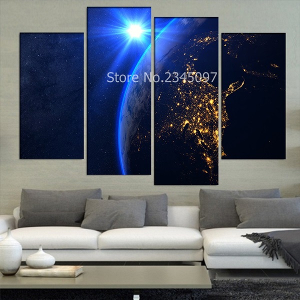 600x600 Red Planet From Deep Space 4 Piecessets Canvas Art Canvas - Deep Space Painting