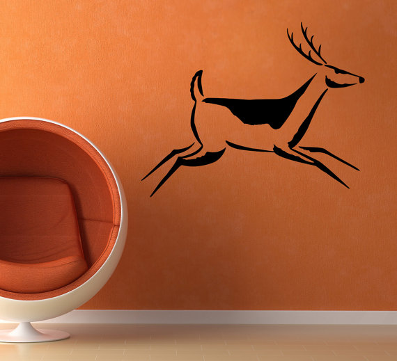 570x519 Deer Cave Painting Decal Wall Vinyl Sticker Family Kids Room - Deer Cave Painting