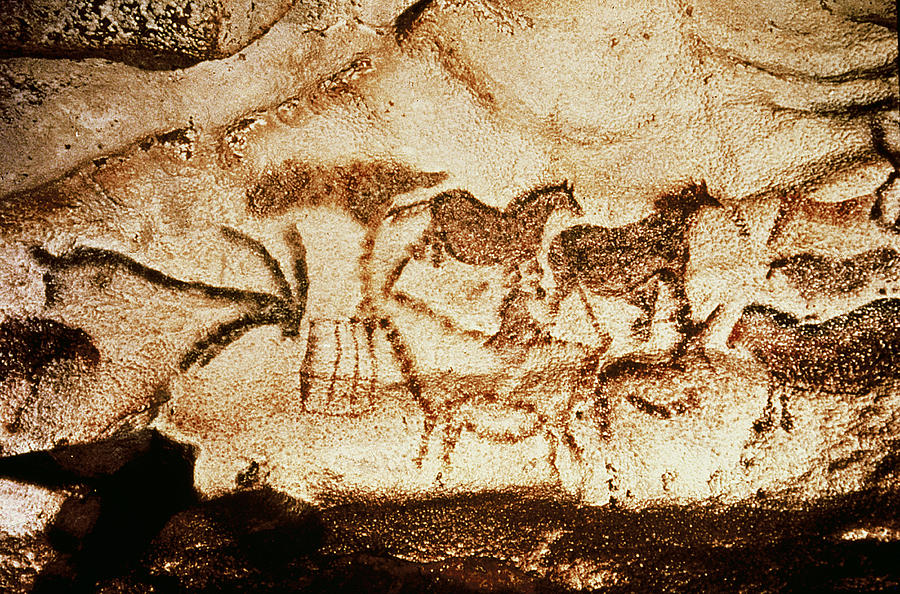 900x594 Horses And Deer From The Caves At Altamira, 15000 Bc Cave Painting - Deer Cave Painting