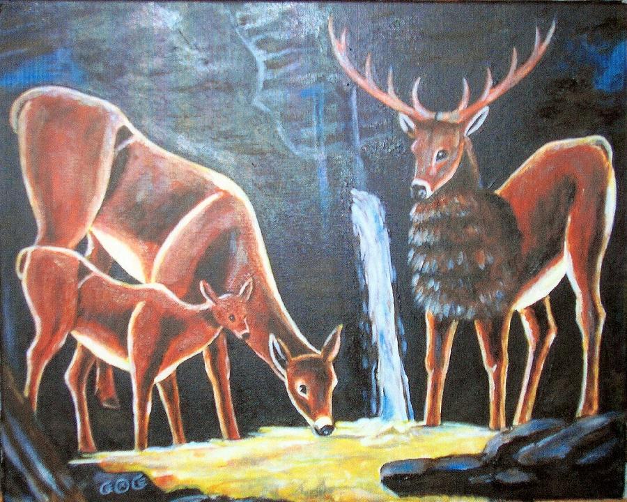 Deer Drinking Water Painting at Explore collection