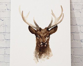 340x270 Deer Head Painting Etsy - Deer Head Painting
