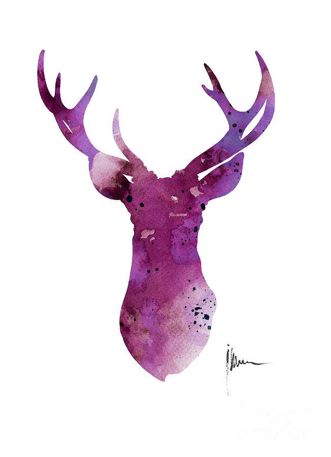 652x900 Abstract Deer Head Artwork For Sale Painting By Joanna Szmerdt - Deer Head Painting