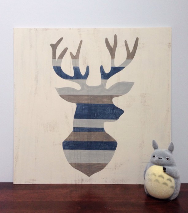 613x694 Rustic Deer Head Wood Wall Art Deer Silhouette Antlers Art Buck - Deer Head Painting