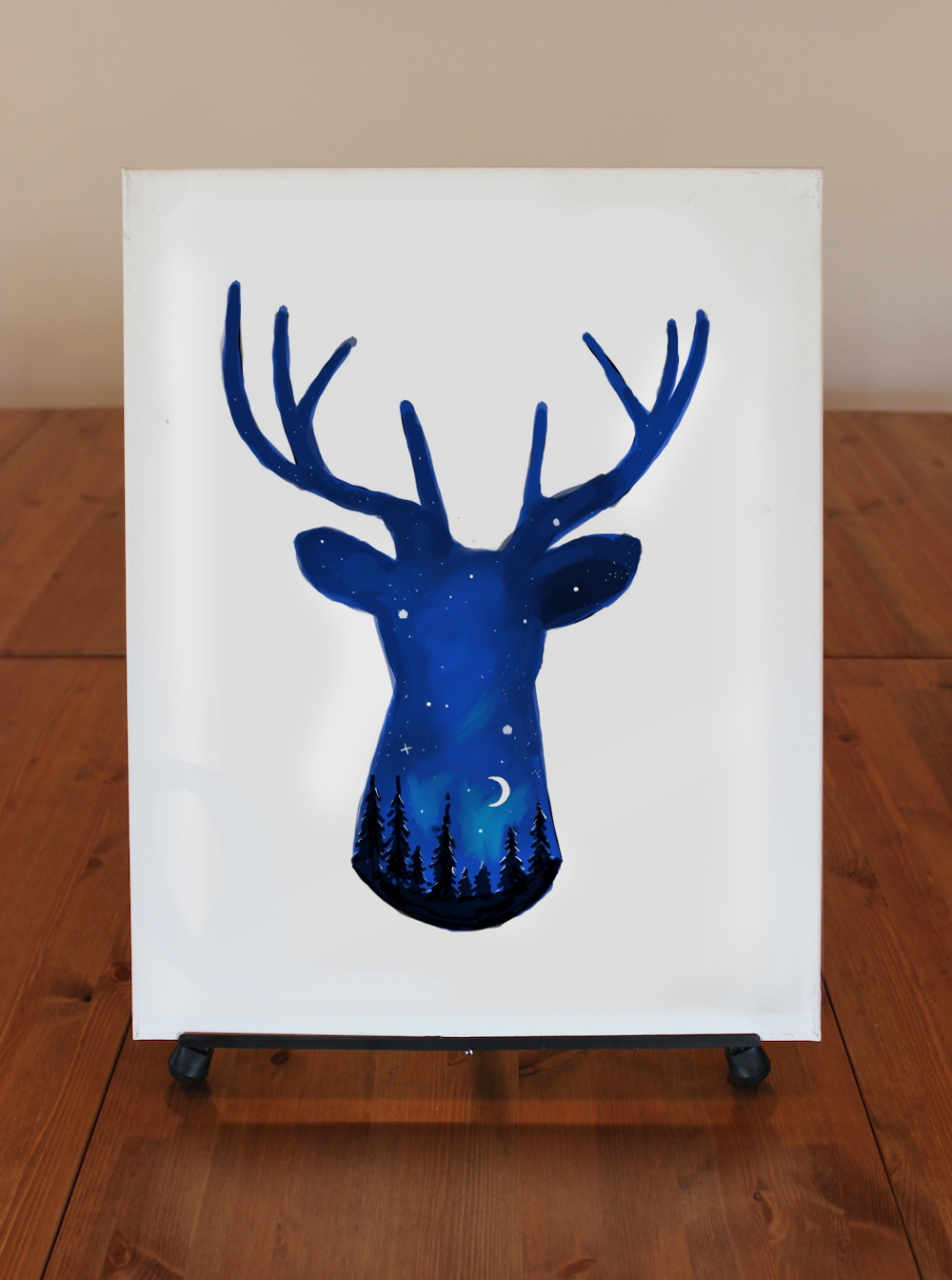 1000x1344 Deer Head Happy Hour Canvas Painting - Deer Head Painting