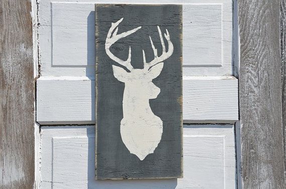 570x378 Deer Head Silhouette Painted Wood Sign - Deer Head Silhouette Painting