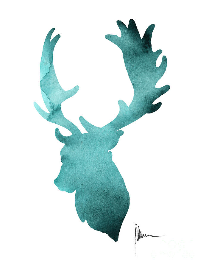 692x900 Deer Head Silhouette Painting Watercolor Art Print Painting By - Deer Head Silhouette Painting
