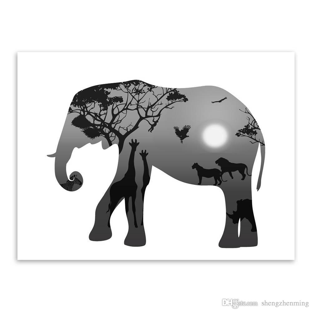 1000x1000 2018 Nordic Vintage Black White Deer Head Animals Silhouette Large - Deer Head Silhouette Painting