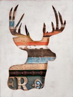 236x311 Dolan Geiman, Virginia Den Collection, Recycled Household Paint - Deer Head Silhouette Painting