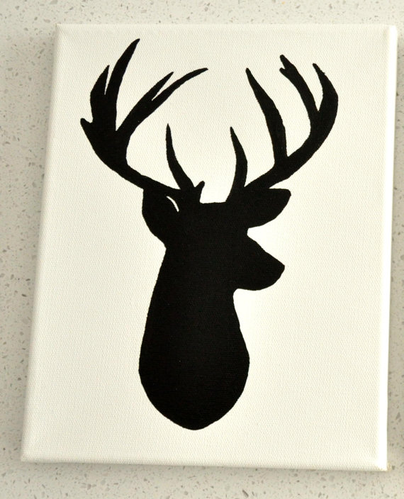 570x704 Items Similar To Black Deer Head Silhouette 8x10 Painting On Etsy - Deer Head Silhouette Painting