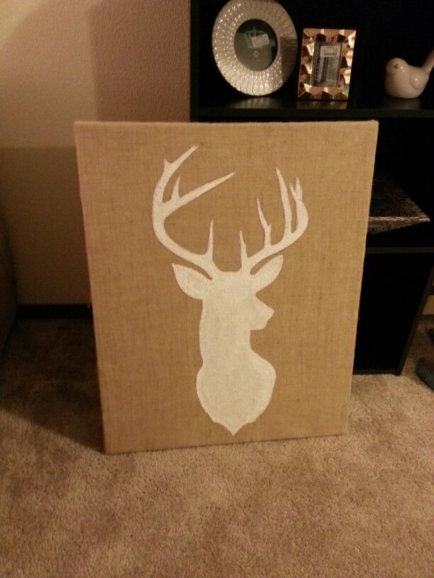 612x816 Maddie's Deer Head Silhouette. Acrylic Painted On Burlap Crafts - Deer Head Silhouette Painting