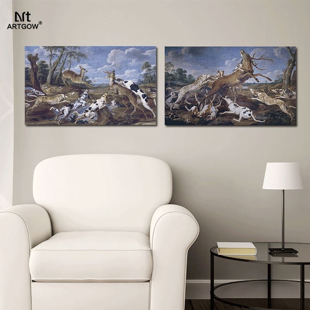 640x640 Online Shop European Animal Hunting Party Living Room Decoration - Deer Hunt Detail Of A Wall Painting