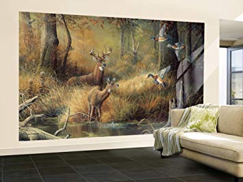 355x266 (99x164) October Memories Deer Ducks Hunting Huge Wall - Deer Hunt Detail Of A Wall Painting