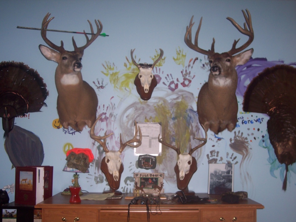 1024x768 Cool Photos Of Whitetail Deer Mounts - Deer Hunt Detail Of A Wall Painting