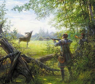 401x357 Aiming - Deer Hunting Painting