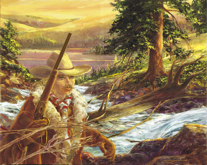 662x528 Original Deer Hunter Oil Painting For Sale, Deer Hunter - Deer Hunting Painting