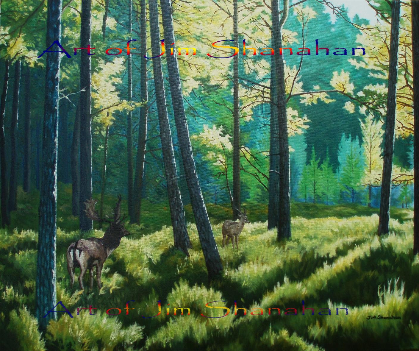 1408x1179 Landscape And Figurative Art Painting Blog Finished Painting - Deer In Forest Painting