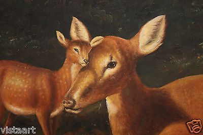 400x266 Oil Painting Stretched On Canvas 24x36 Deer In Forest, Animals - Deer In Forest Painting