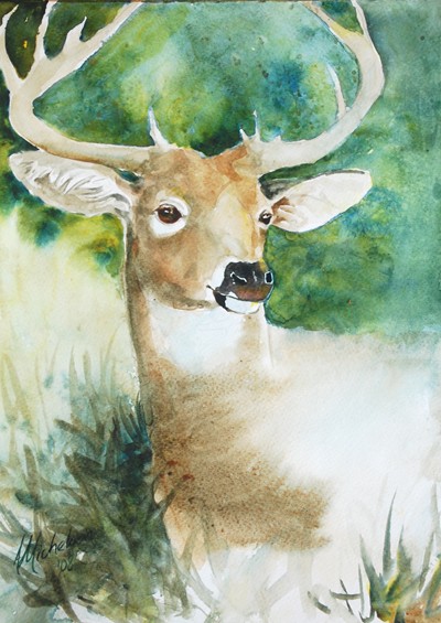 400x565 Deer Painting Forest Spirit Bright Spirit Studio - Deer In The Forest Painting